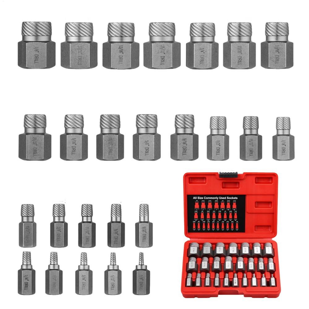 Bolt Extractor Socket Set Easy Out Metal Heavy Duty Hand Tools 25-Piece Bolt Extractor Socket Set For Damaged Stripped Broken срібний
Bolt Extractor Socket Set Easy Out Metal Heavy Duty Hand Tools 25-Piece Bolt Extractor Socket Set For Damaged Stripped Broken срібний