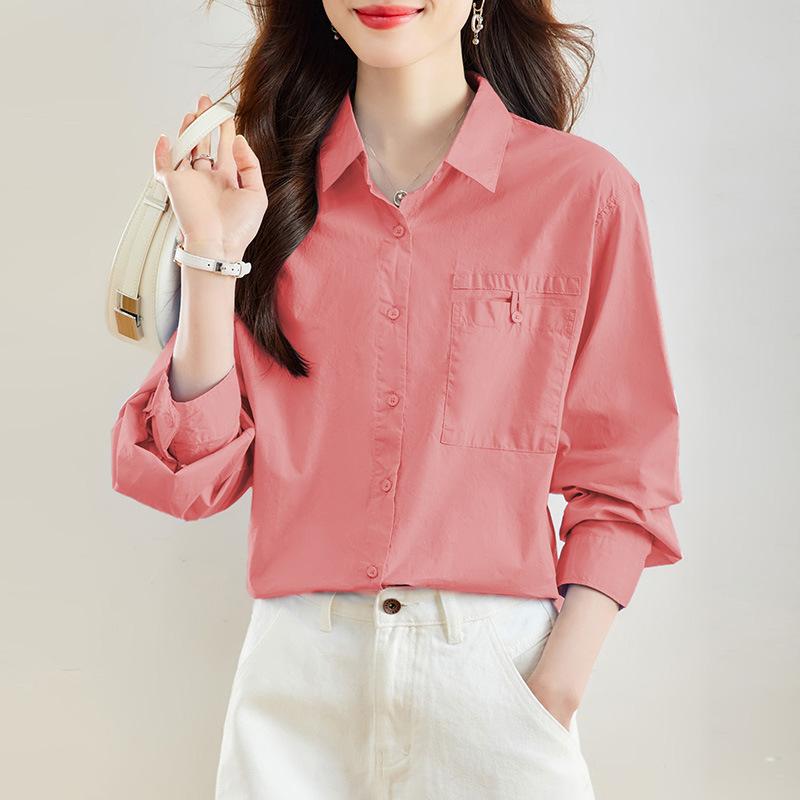 Женская рубашка с длинным рукавом, весенняя новинка, топ с лацканами, корейская версия, повседневная женская рубашка XL розовый
Женская рубашка с длинным рукавом, весенняя новинка, топ с лацканами, корейская версия, повседневная женская рубашка XL розовый