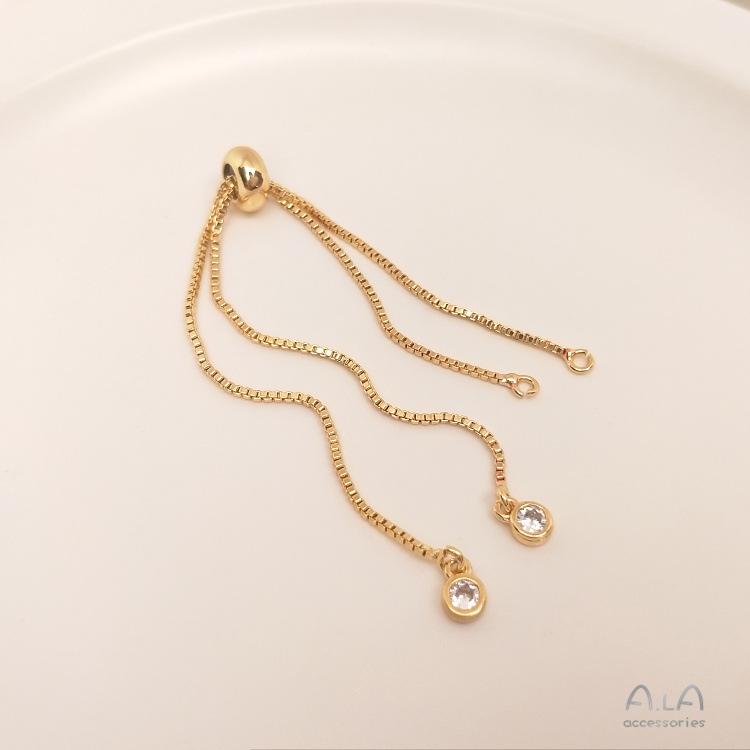 14K Gold-Filled Zircon Box Chain Bracelet with Adjustable Silicone Beads
14K Gold-Filled Zircon Box Chain Bracelet with Adjustable Silicone Beads