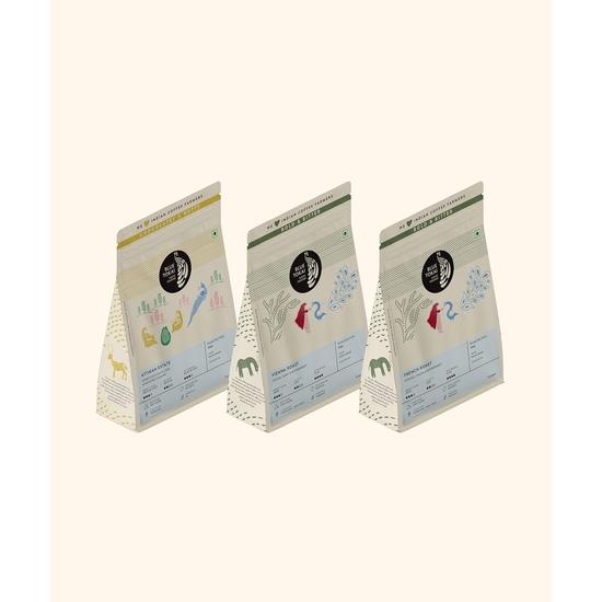 Blue Tokai Coffee Roasters Coffee Assorted Sampler Pack of Coffee Blends | Attikan Estate,Vienna Roast & French Roast (75g Each, Pack Of 3) 300GM
Blue Tokai Coffee Roasters Coffee Assorted Sampler Pack of Coffee Blends | Attikan Estate,Vienna Roast & French Roast (75g Each, Pack Of 3) 300GM