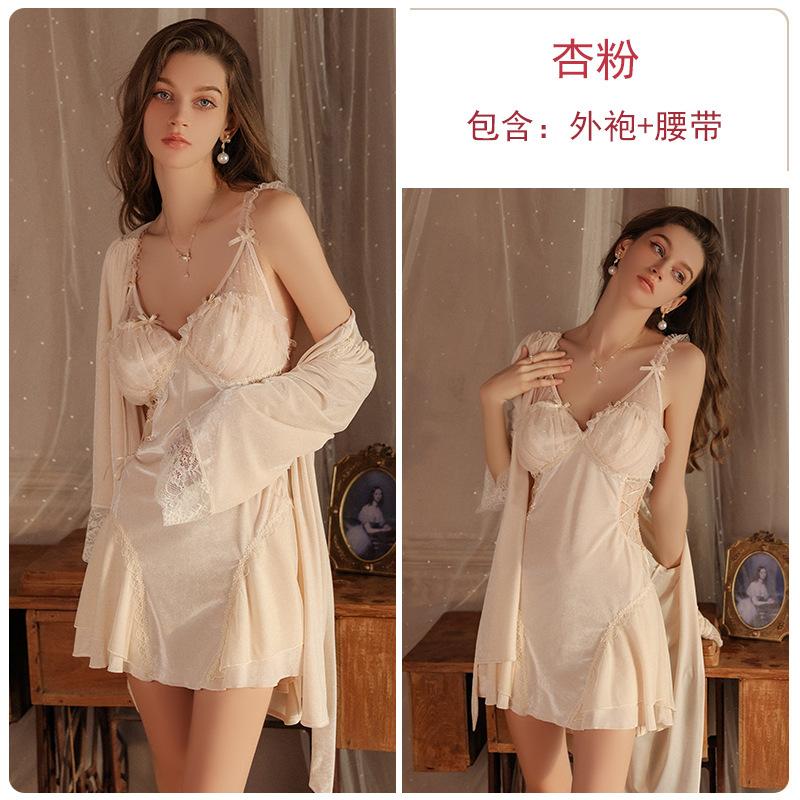 Sexy deep V plus chest pad waist strap mesh lace splicing velvet nightdress robe loungewear One size fits all
Sexy deep V plus chest pad waist strap mesh lace splicing velvet nightdress robe loungewear One size fits all
