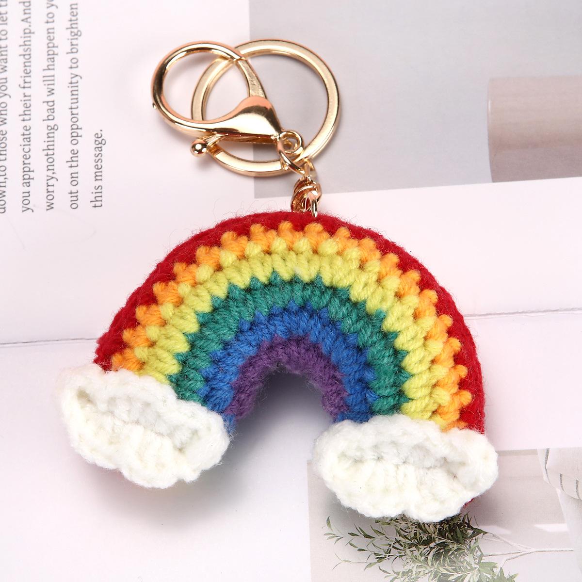 Unisex Bag Pendant Love Rainbow Clover Colorful Flower Handmade Knitted Kawaii Bag Charms Multifunctional Fashionable Keychains
Unisex Bag Pendant Love Rainbow Clover Colorful Flower Handmade Knitted Kawaii Bag Charms Multifunctional Fashionable Keychains