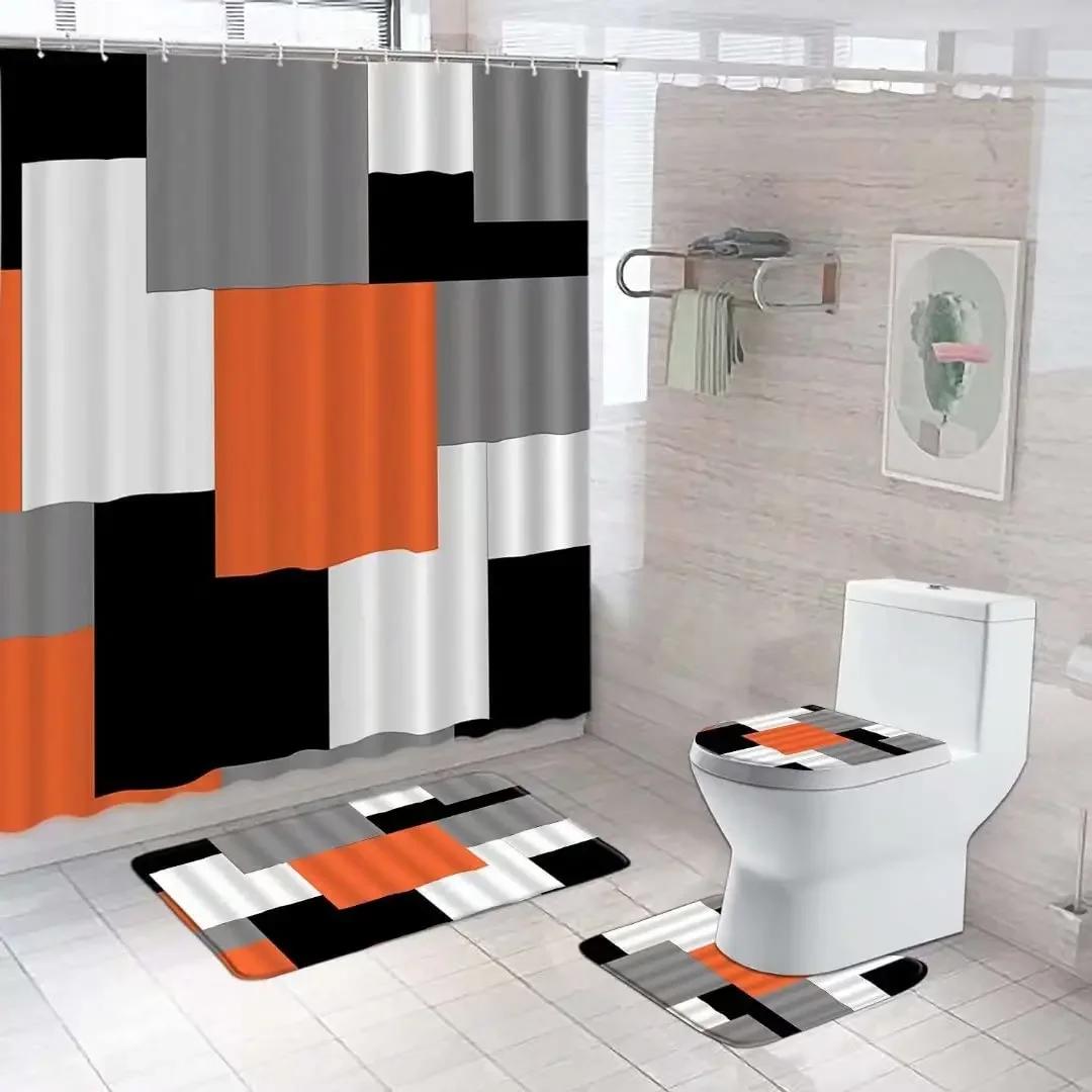 Geometric Blue Shower Curtain Set Non-Slip Rug Toilet Lid Cover Bath Mat Black Gray Bathroom Decor Waterproof W60H190(CM)-1 Pcs
Geometric Blue Shower Curtain Set Non-Slip Rug Toilet Lid Cover Bath Mat Black Gray Bathroom Decor Waterproof W60H190(CM)-1 Pcs