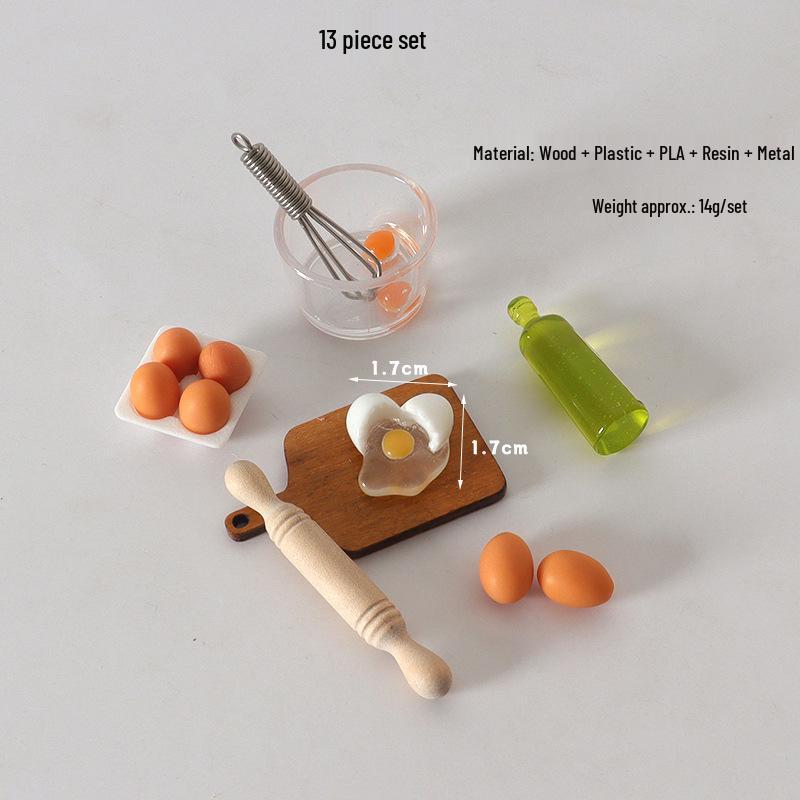 Miniature Kitchen Set: Rolling Pin, Flour Bag, Whisk, Eggs, Olive Oil for Dollhouse Scenes
Miniature Kitchen Set: Rolling Pin, Flour Bag, Whisk, Eggs, Olive Oil for Dollhouse Scenes