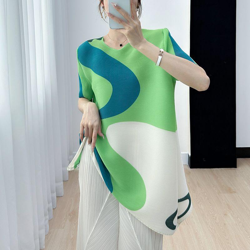 Летняя футболка с принтом, высококачественная плиссированная и свободная посадка, уменьшающий возраст топ с круглым вырезом и короткими рукавами. One Size зелёный
Летняя футболка с принтом, высококачественная плиссированная и свободная посадка, уменьшающий возраст топ с круглым вырезом и короткими рукавами. One Size зелёный