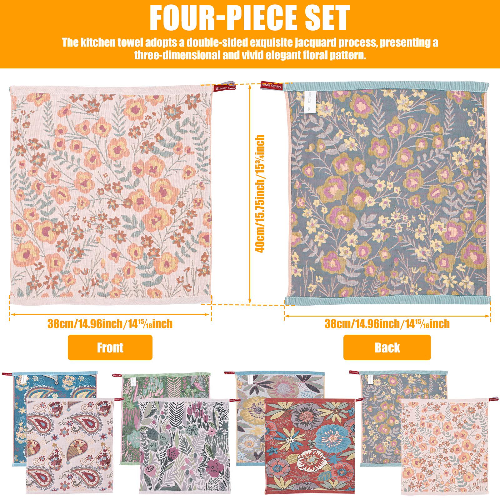 4Pcs Kitchen Tea Towels Cotton Absorbent Dish Cloth with Hanging Loop 38x40CM Double Sided Hand Towel Cleaning Cloth for Home
4Pcs Kitchen Tea Towels Cotton Absorbent Dish Cloth with Hanging Loop 38x40CM Double Sided Hand Towel Cleaning Cloth for Home