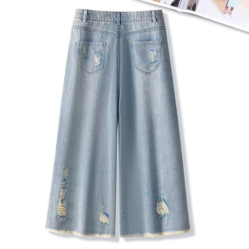 Женские летние джинсы 2024 года, светлые, рваные, с высокой посадкой, широкими штанинами, укороченные XL
Женские летние джинсы 2024 года, светлые, рваные, с высокой посадкой, широкими штанинами, укороченные XL