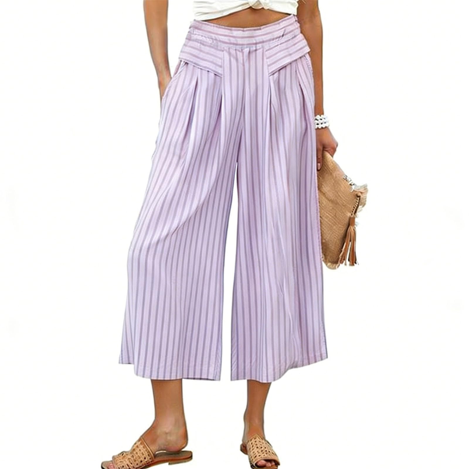 Women High Waist Wide Leg Pants Casual Loose Fit Striped Trousers with Pockets Lightweight Comfortable Summer Bottoms XXL фиолетовый
Women High Waist Wide Leg Pants Casual Loose Fit Striped Trousers with Pockets Lightweight Comfortable Summer Bottoms XXL фиолетовый