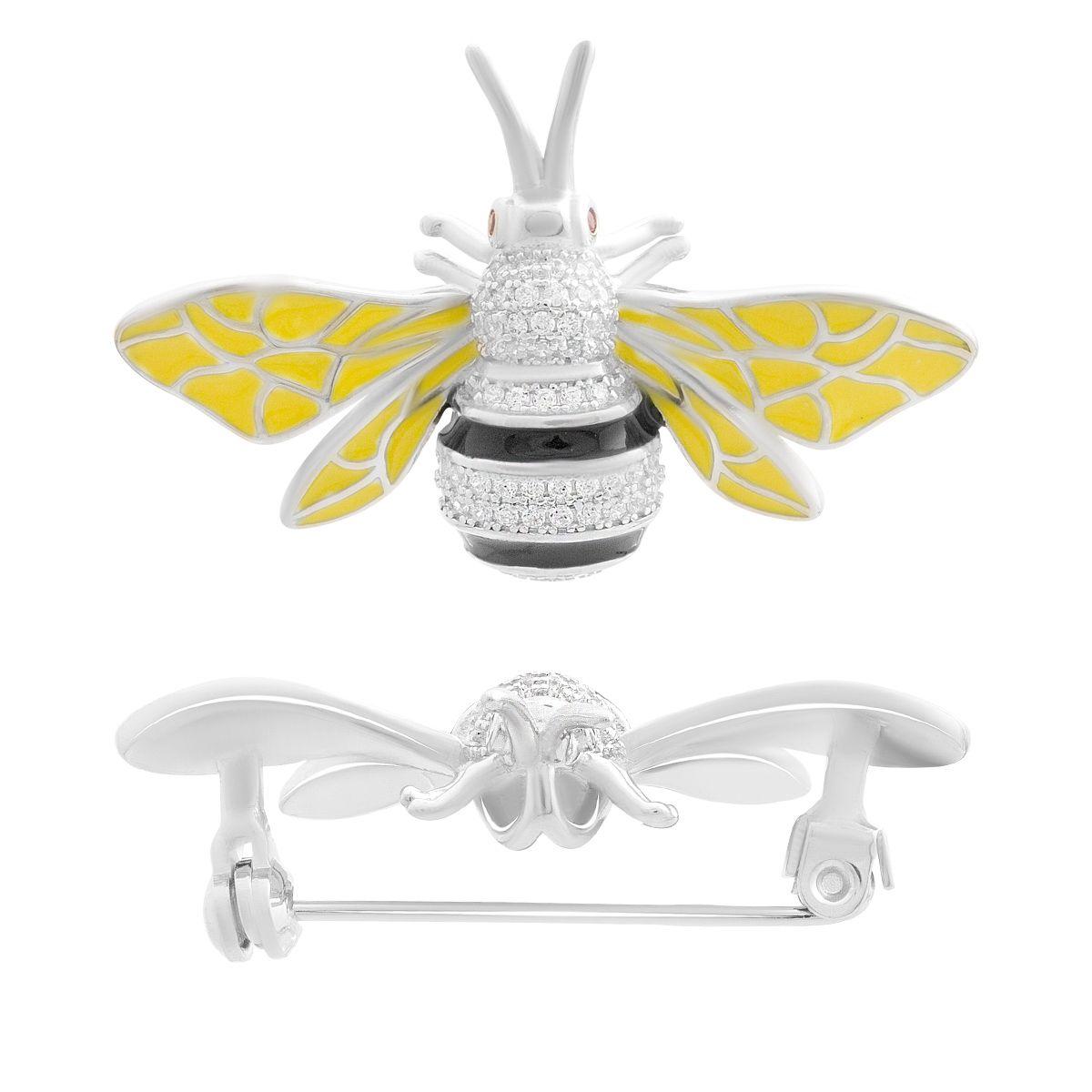 Silver brooch with enamel, cubic zirconias (2198123)
Silver brooch with enamel, cubic zirconias (2198123)