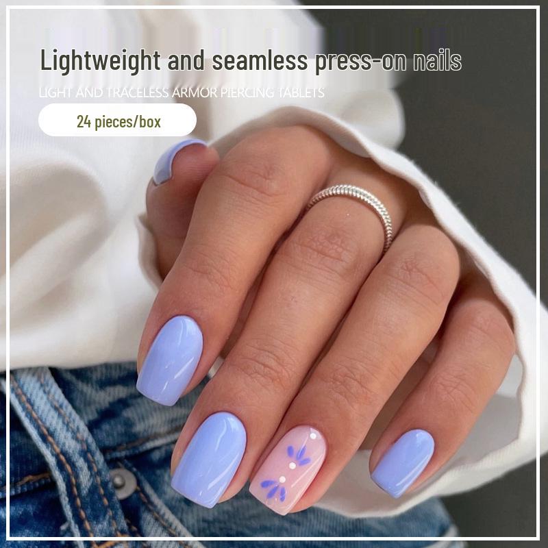 Hot-Selling Powder Blue Color Block Nail Patches with Fresh Floral Design - 24 Medium Square False Nails Light Therapy Glue
Hot-Selling Powder Blue Color Block Nail Patches with Fresh Floral Design - 24 Medium Square False Nails Light Therapy Glue