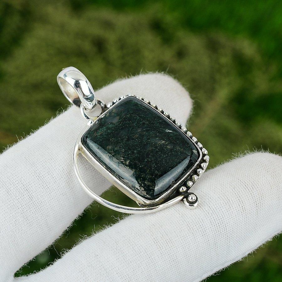 Mothers day Deal Radiant Solar Moss Agate Stone 925 Silver Bezel Pendant Jewelry
Mothers day Deal Radiant Solar Moss Agate Stone 925 Silver Bezel Pendant Jewelry
