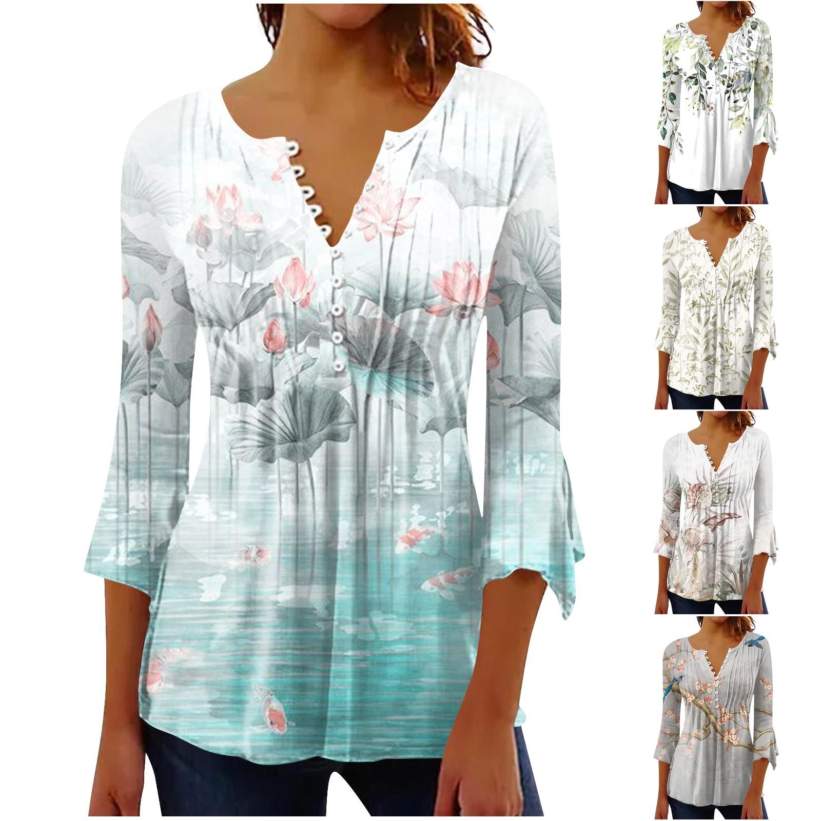Women s Summer Casual Fashion V-Neck Plant Flower Print Three Quarter Sleeve T-Shirt Top
Women s Summer Casual Fashion V-Neck Plant Flower Print Three Quarter Sleeve T-Shirt Top