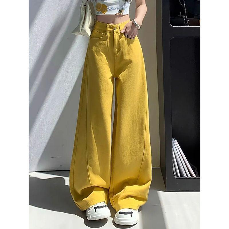 High Street Yellow Wide Leg Jeans Women s High Waist Loose Hip Covering Niche Casual Fashion Bold Statement Casual Jeans S
High Street Yellow Wide Leg Jeans Women s High Waist Loose Hip Covering Niche Casual Fashion Bold Statement Casual Jeans S