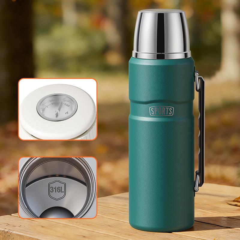 Stainless Steel Travel Kettle with Mechanical Lid - Large Capacity, Portable Thermos Cup for Outdoor Sports 1400ml with Customizable Design зелёный
Stainless Steel Travel Kettle with Mechanical Lid - Large Capacity, Portable Thermos Cup for Outdoor Sports 1400ml with Customizable Design зелёный