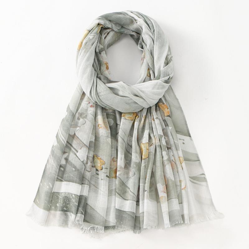 Autumn thin watercolor flower print versatile long towel high sense women outside commuter simple shawl beach towel 185*90cm
Autumn thin watercolor flower print versatile long towel high sense women outside commuter simple shawl beach towel 185*90cm