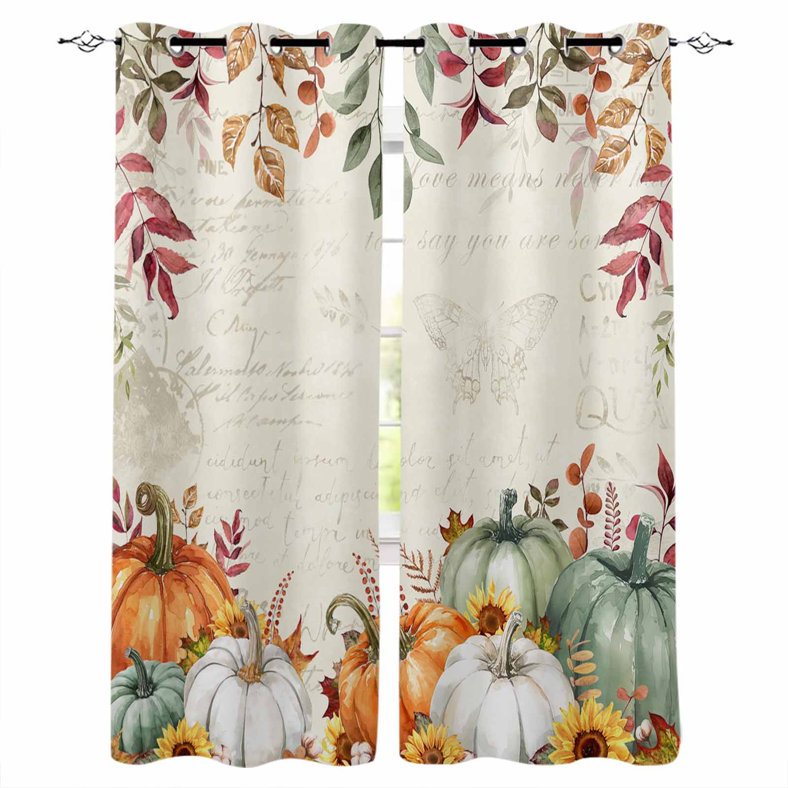 Thanksgiving Autumn Leaves Sunflower Pumpkin Blackout Curtains For Living Room Bedroom Window Treatment Blinds Drapes W135 x H60cm
Thanksgiving Autumn Leaves Sunflower Pumpkin Blackout Curtains For Living Room Bedroom Window Treatment Blinds Drapes W135 x H60cm