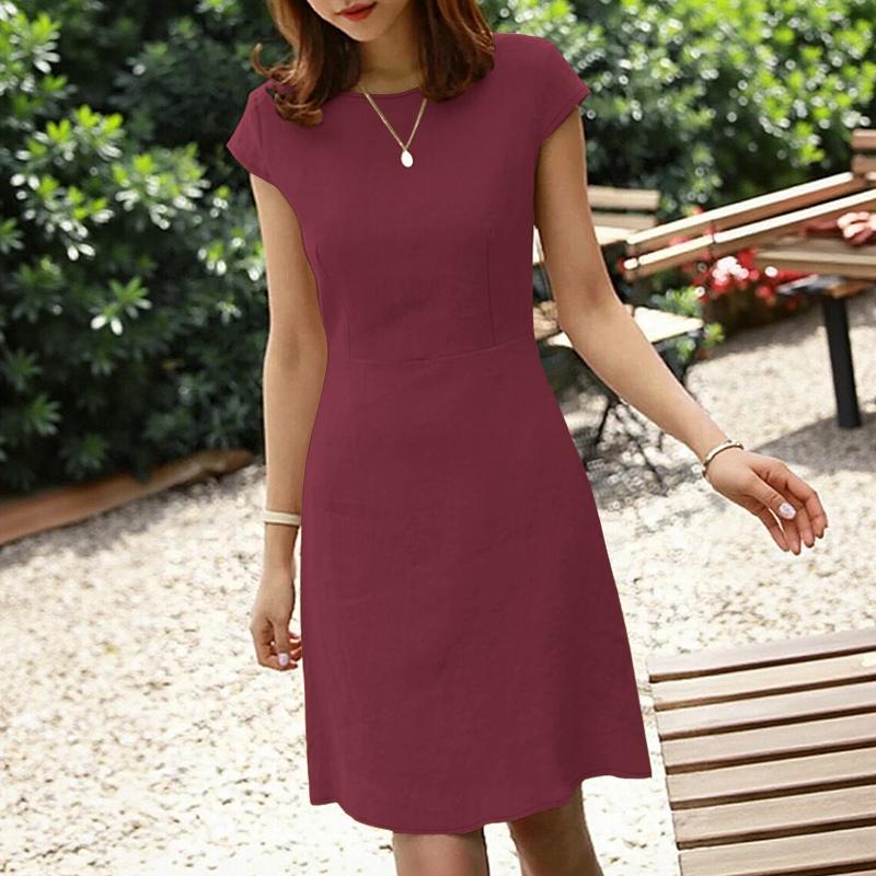 ZANZEA Women Casual Round Neck Summer Slim Short Sleeve Dress 5XL вина червоного кольору
ZANZEA Women Casual Round Neck Summer Slim Short Sleeve Dress 5XL вина червоного кольору
