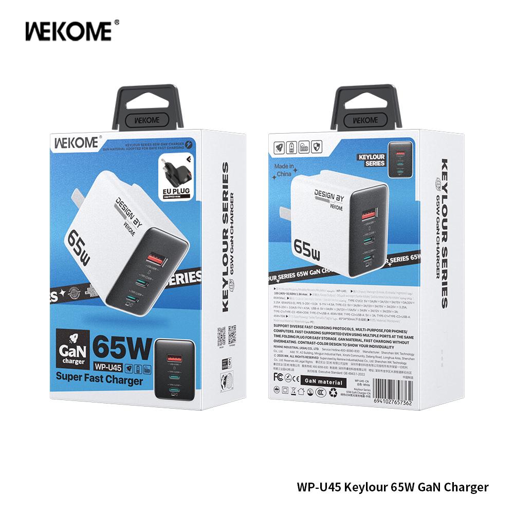 WEKOME 65W Gallium Nitride Charger WP-U45 (European Standard) Dual-Port Fast Charging 65W EU білий
WEKOME 65W Gallium Nitride Charger WP-U45 (European Standard) Dual-Port Fast Charging 65W EU білий
