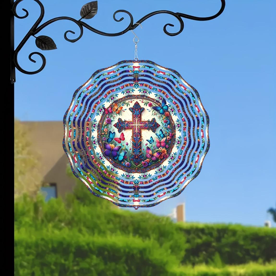 Butterfly Cross Wind Spinner 3D Laser Cut Metal Garden Decor with Floral Design 360 Rotating Hook for Indoor Outdoor Housewarming Gift 01A
Butterfly Cross Wind Spinner 3D Laser Cut Metal Garden Decor with Floral Design 360 Rotating Hook for Indoor Outdoor Housewarming Gift 01A