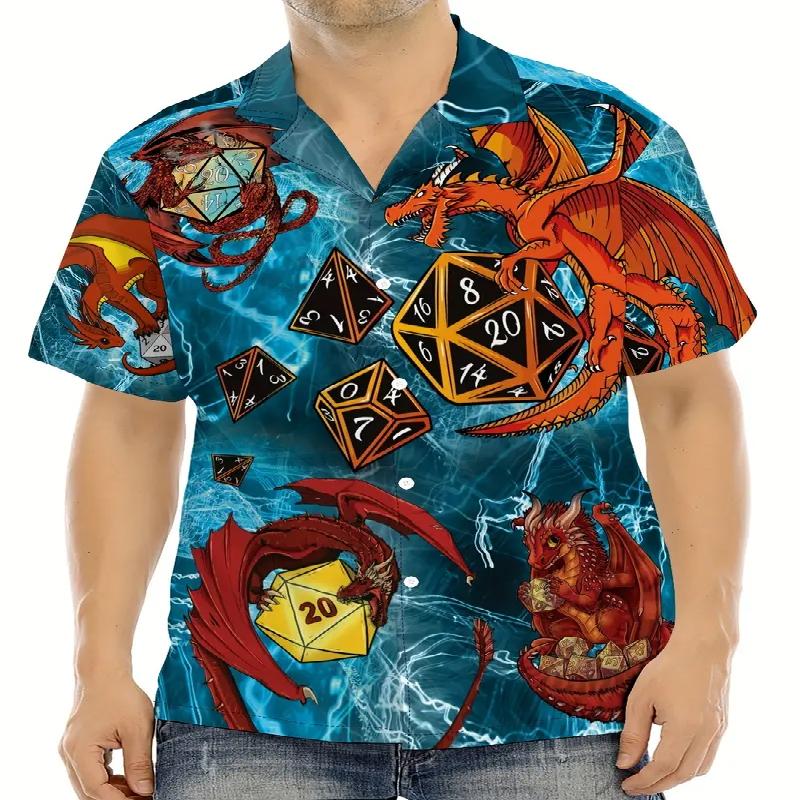 Men s Casual Button Short Sleeved Hawaiian Shirt with Bright Cartoon Dragon and Dice Pattern Printed Lightweight Polyester Blend, Perfect for Summer 5XL
Men s Casual Button Short Sleeved Hawaiian Shirt with Bright Cartoon Dragon and Dice Pattern Printed Lightweight Polyester Blend, Perfect for Summer 5XL