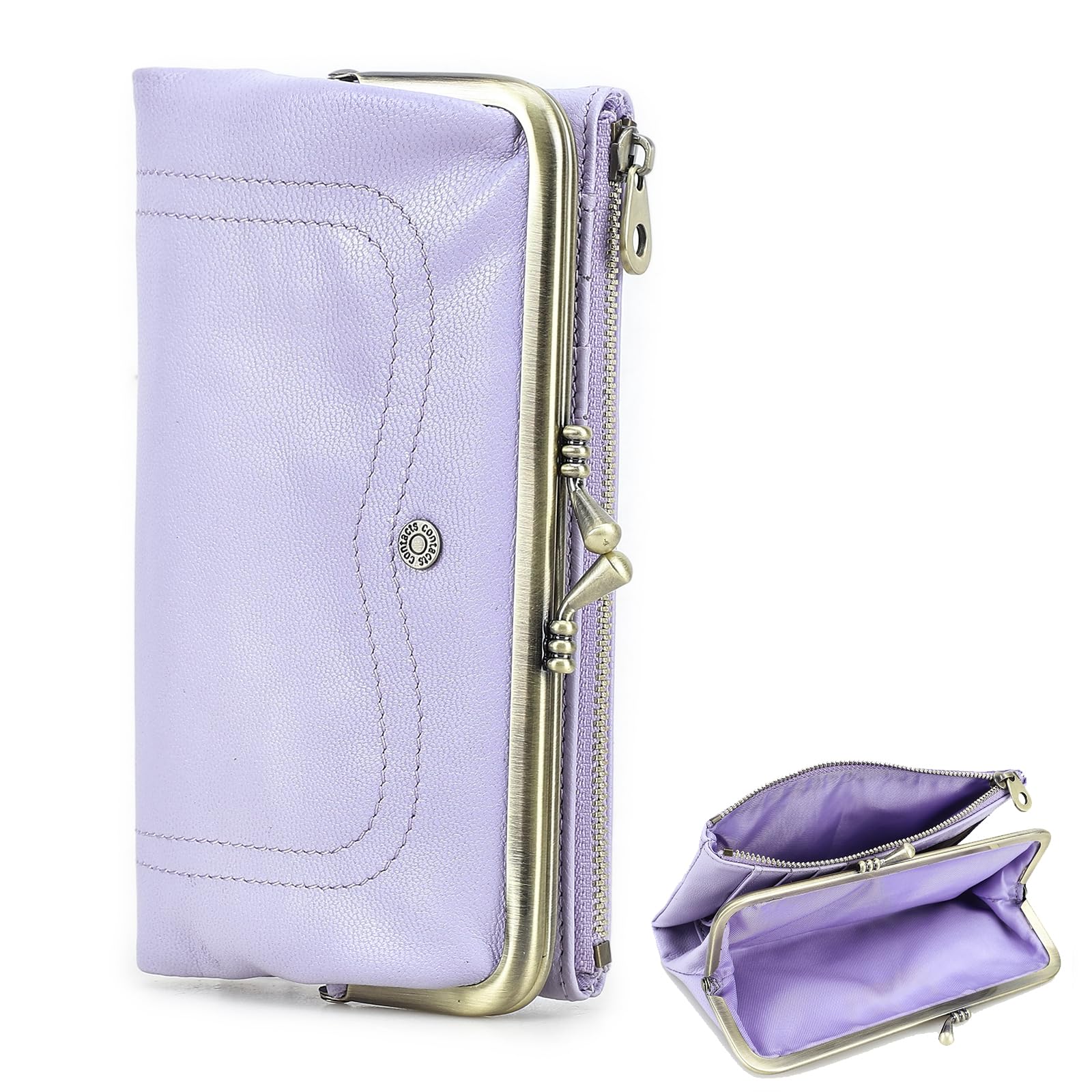 CONTACTS Leather Wallet Lambskin Long Wallet with Phone Pocket and Card Purple RFID-Blocking - Multi-Function Slots,
CONTACTS Leather Wallet Lambskin Long Wallet with Phone Pocket and Card Purple RFID-Blocking - Multi-Function Slots,