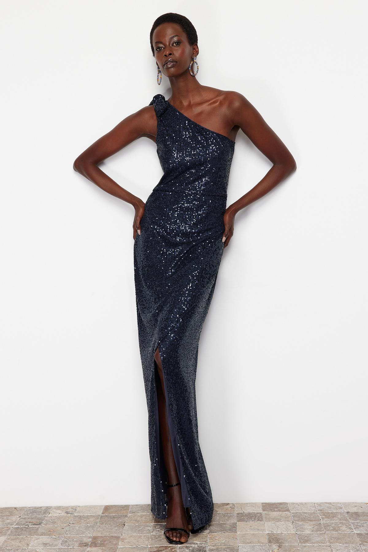 Women s Fashion New Evening Dress & Graduation Dress Navy Blue Single Sleeve Sequin Long Evening Evening Dress
Women s Fashion New Evening Dress & Graduation Dress Navy Blue Single Sleeve Sequin Long Evening Evening Dress