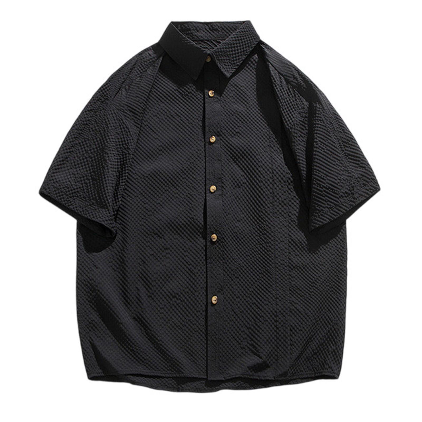 Мужская летняя плиссированная рубашка с коротким рукавом из сирсакера, легкая рубашка-кардиган M чёрный
Мужская летняя плиссированная рубашка с коротким рукавом из сирсакера, легкая рубашка-кардиган M чёрный