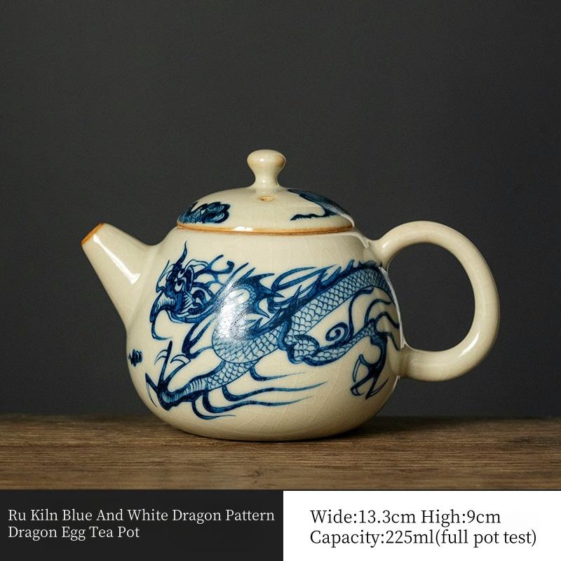 225ml Traditional Ru Kiln Blue And White Dragon Pattern Ceramic Teapot Dragon Egg Tea Pot Tea Infuser Kettle Kung Fu Tea Set
225ml Traditional Ru Kiln Blue And White Dragon Pattern Ceramic Teapot Dragon Egg Tea Pot Tea Infuser Kettle Kung Fu Tea Set