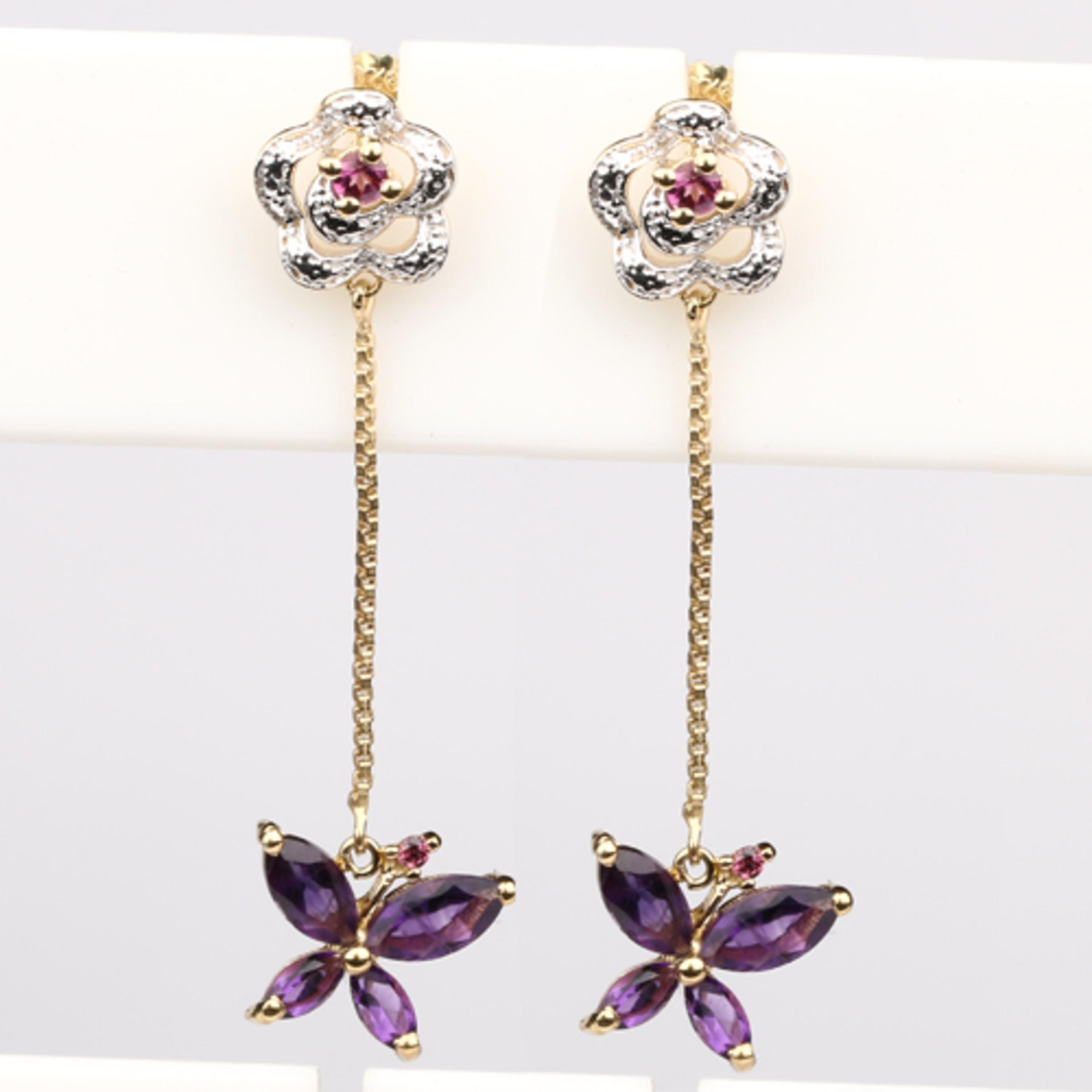 African Amethyst & Rhodolite Earrings 925 Silver Gold Plated золотий
African Amethyst & Rhodolite Earrings 925 Silver Gold Plated золотий