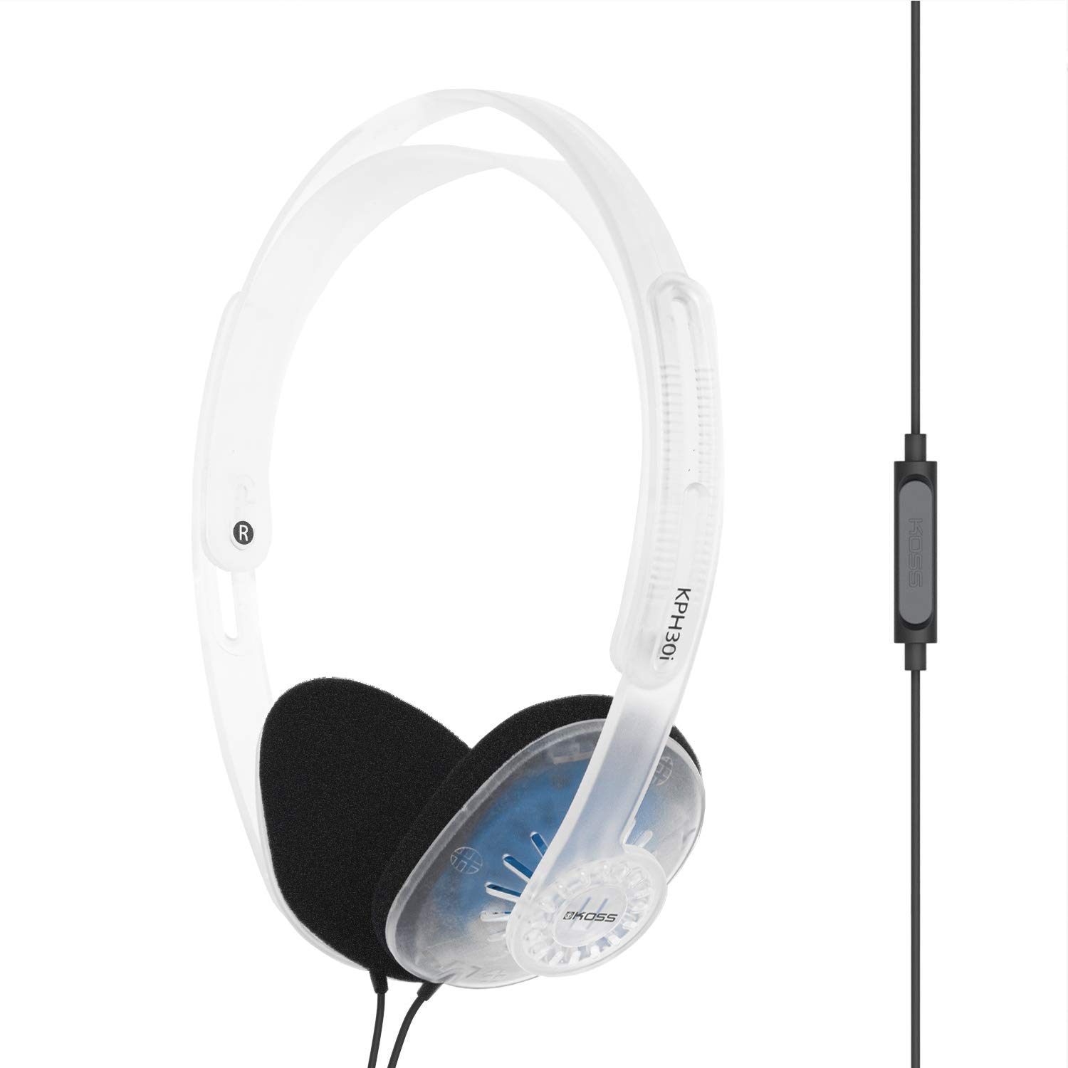Koss KPH30i Clear Retro Style Microphone and Touch Remote Wired with 90s Transparent Design On-Ear Headphones, In-Line Control, D-Profile Design,
Koss KPH30i Clear Retro Style Microphone and Touch Remote Wired with 90s Transparent Design On-Ear Headphones, In-Line Control, D-Profile Design,