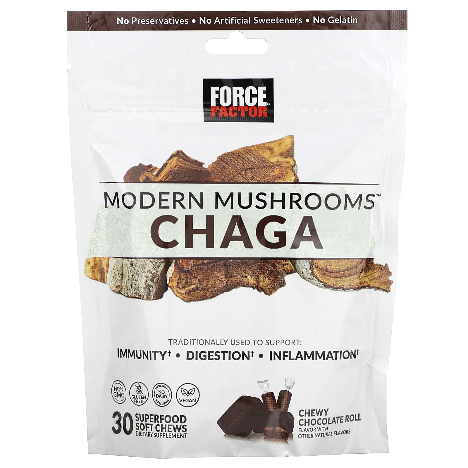 Modern Mushrooms™, Гриб чага, Жевательные шоколадные рулетики, 300 мг, Суперфуд, Мягкие жевательные конфеты, 30 штук
Modern Mushrooms™, Гриб чага, Жевательные шоколадные рулетики, 300 мг, Суперфуд, Мягкие жевательные конфеты, 30 штук