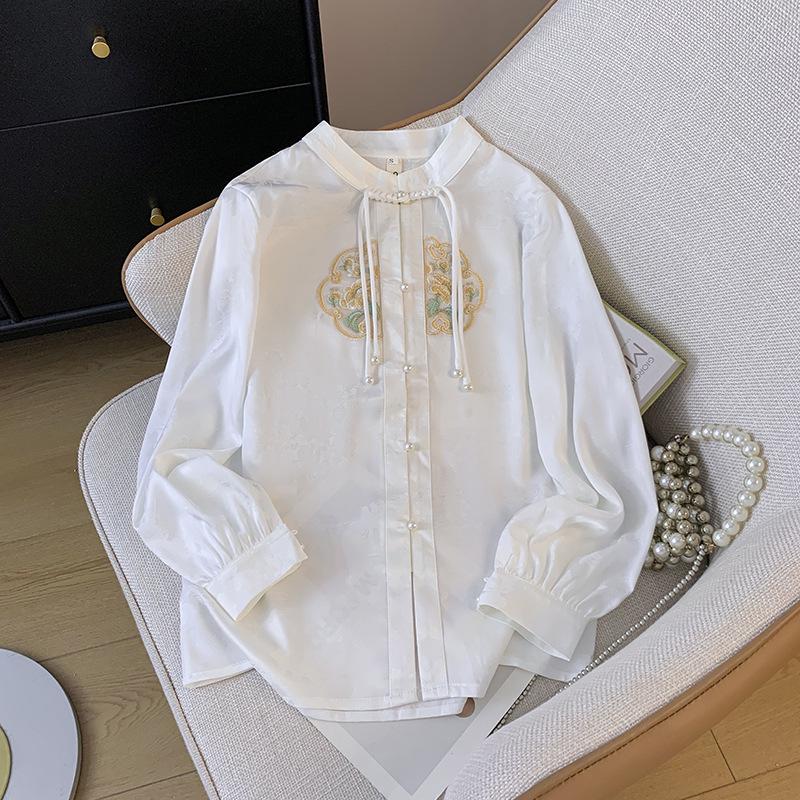 Chinese Retro Floral Jacquard Embroidered Long-Sleeve Top for Spring/Autumn S белый
Chinese Retro Floral Jacquard Embroidered Long-Sleeve Top for Spring/Autumn S белый