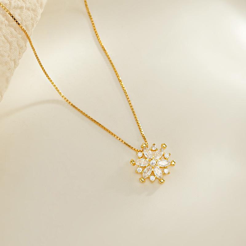 Ожерелье с подвеской в виде снежинки из серебра Banyan Tree S925 — женская модная цепочка на ключицу из коллекции осень/зима 2024 года класса люкс NS811 золотой