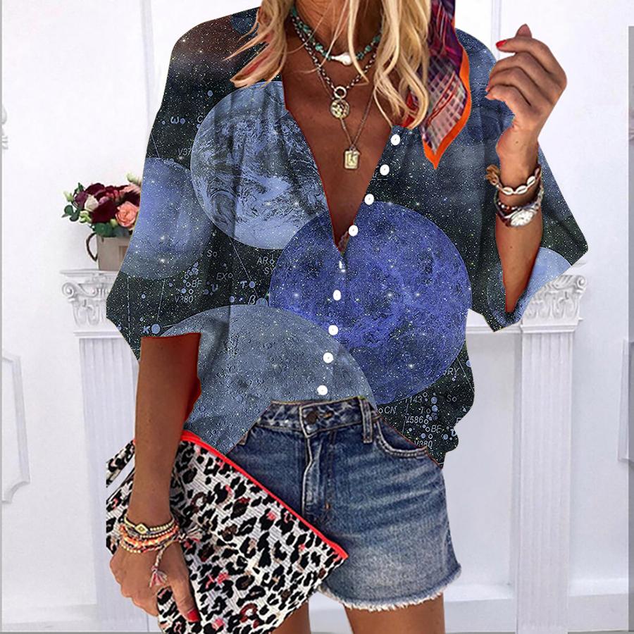 2023 Summer Autumn New Fashion Women s Tops Quicksand Earth Printed Half Sleeve Casual Plus Size Button-down Shirt with Bubble Sleeves
2023 Summer Autumn New Fashion Women s Tops Quicksand Earth Printed Half Sleeve Casual Plus Size Button-down Shirt with Bubble Sleeves