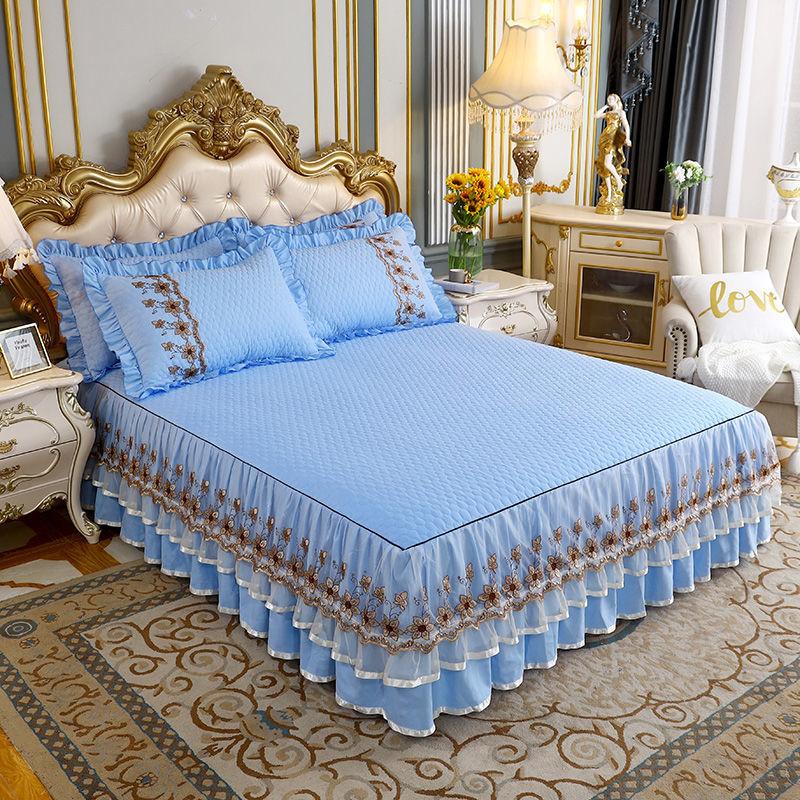 3 шт. кружевная юбка-кровать с рюшами в скандинавском стиле, покрывало для спальни, юбка для кровати, нескользящий наматрасник, простыня, покрывало, комплект постельного белья 120x200cm 3pcs