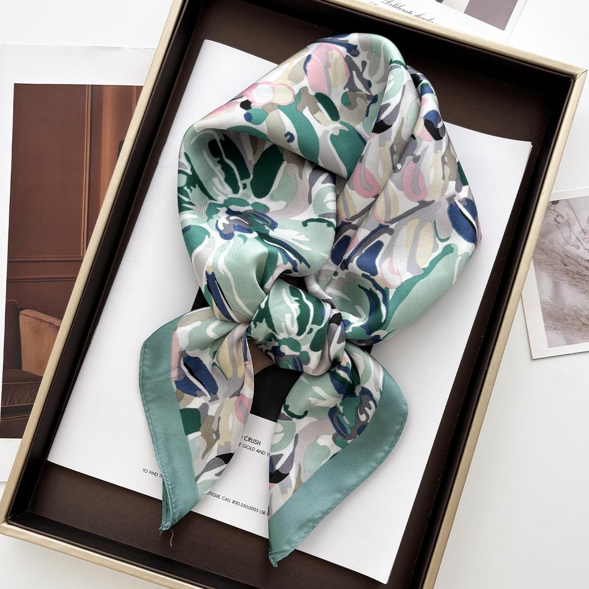 Luxury Silk 70cm Square Scarf For Women Bandanas Elegant Hairband For Ladies Green Floral Print Neckerchief Hijab Bag Ribbon
Luxury Silk 70cm Square Scarf For Women Bandanas Elegant Hairband For Ladies Green Floral Print Neckerchief Hijab Bag Ribbon