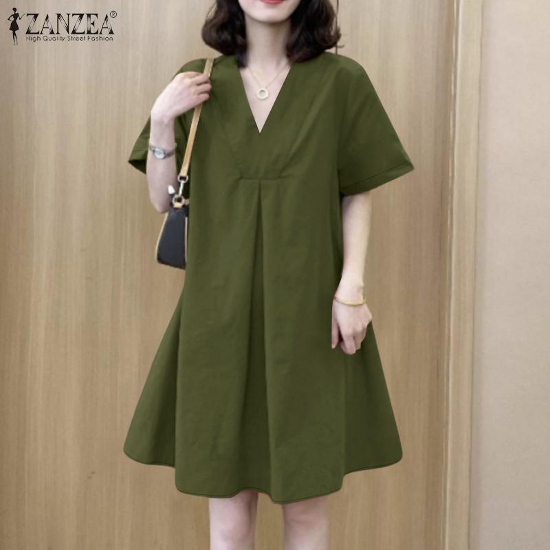ZANZEA Womens Summer V-Neck Solid Color Casual Short Sleeve Dress S камея рожевий колір
ZANZEA Womens Summer V-Neck Solid Color Casual Short Sleeve Dress S камея рожевий колір