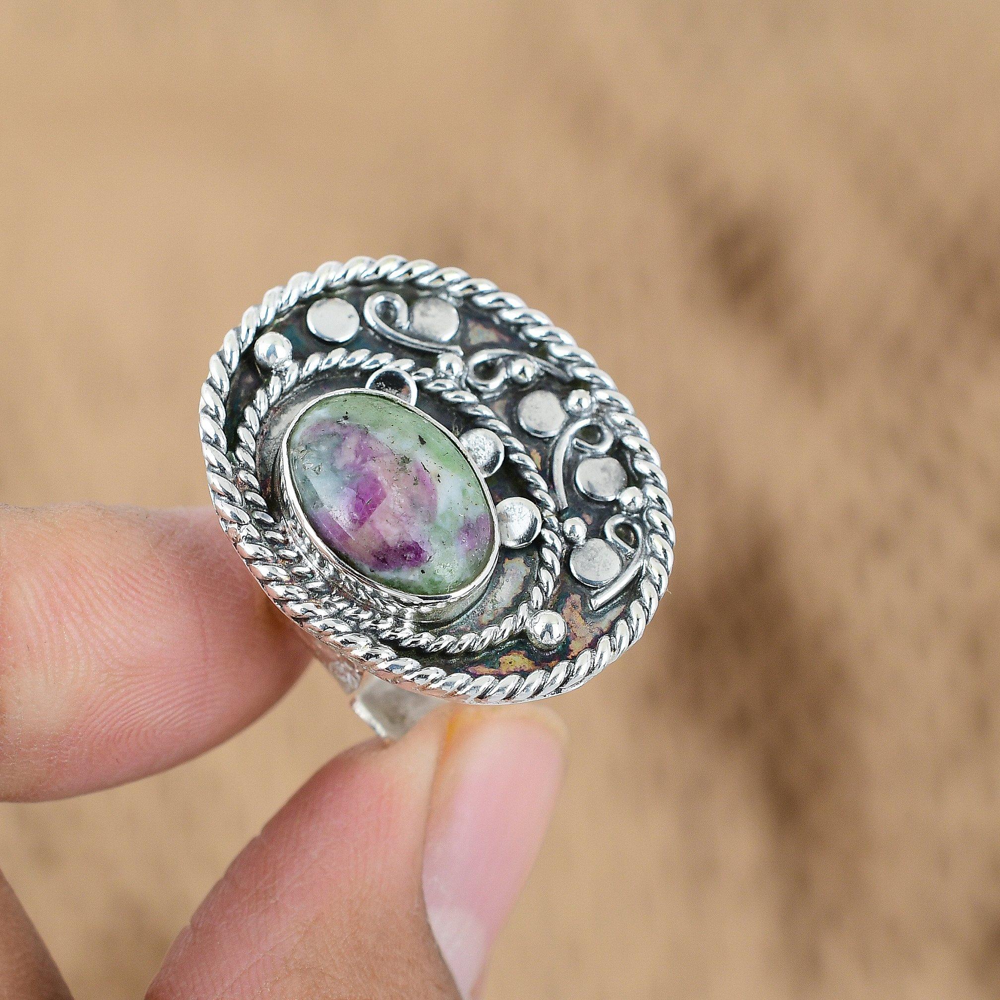 Natural Ruby Zoisite Gemstone Promise Green Adjustable Ring 925 Sterling Silver Yes
Natural Ruby Zoisite Gemstone Promise Green Adjustable Ring 925 Sterling Silver Yes