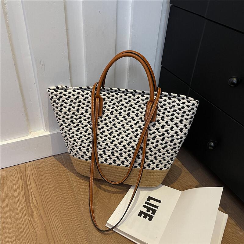 Женская хлопковая сумка через плечо, модная сумка-тоут с бантом и шарфом, большая вместительная сумка-корзина для овощей