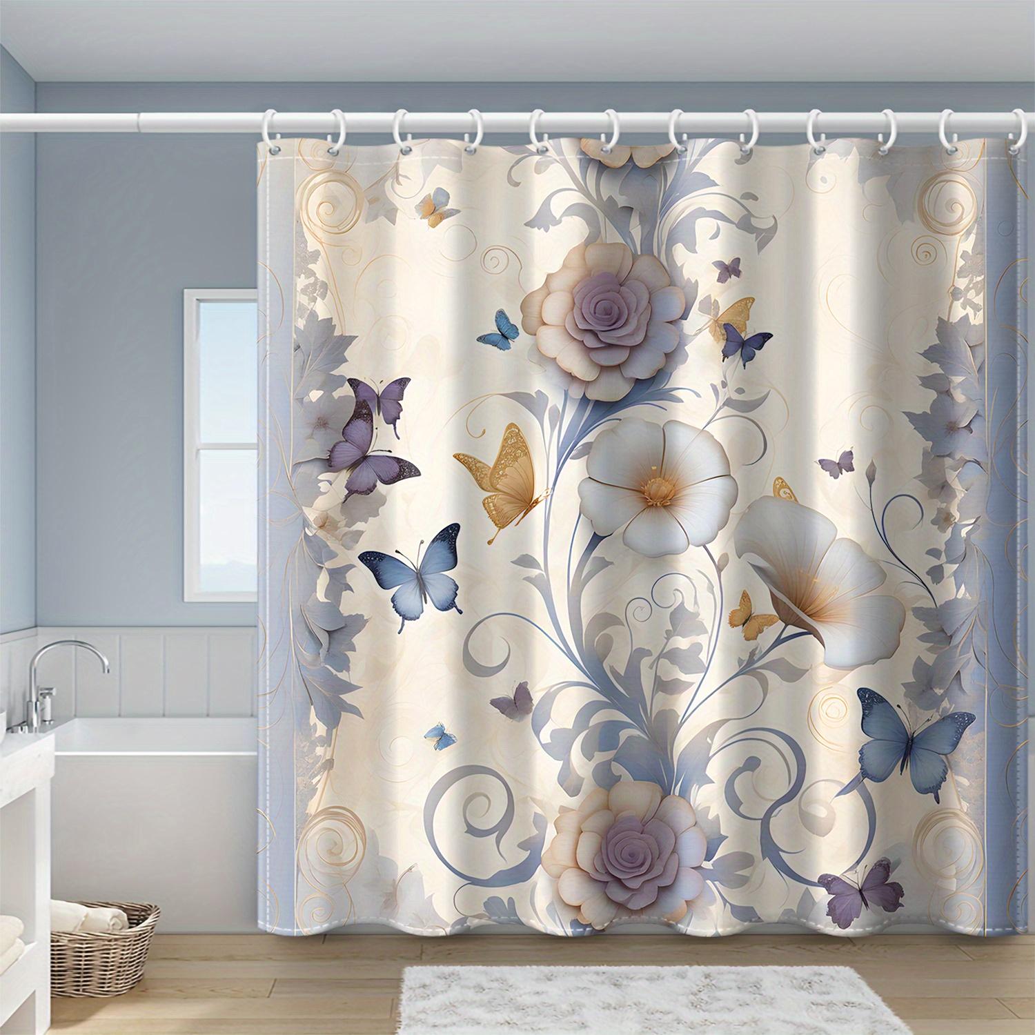 1Pc Rose Ranunculus Butterfly Print Shower Curtain, Polyester Fabric, With Hooks, For Bathroom, Suitable For All Seasons W60H190(CM)-1 Pcs
1Pc Rose Ranunculus Butterfly Print Shower Curtain, Polyester Fabric, With Hooks, For Bathroom, Suitable For All Seasons W60H190(CM)-1 Pcs