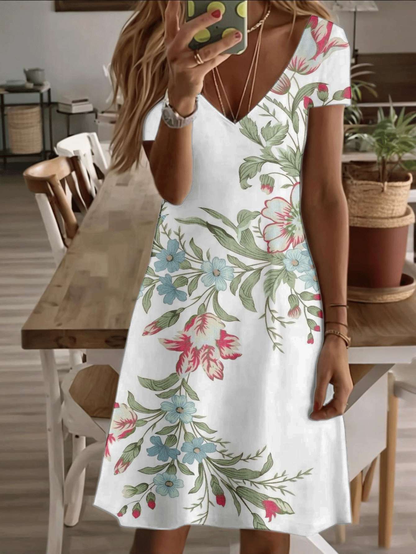 Vneck shortsleeve midi dress floral elegance women dress vintage botanical print pattern 3D premium printing durable wear casual chic summer outfi 4XL дубильна кора
Vneck shortsleeve midi dress floral elegance women dress vintage botanical print pattern 3D premium printing durable wear casual chic summer outfi 4XL дубильна кора