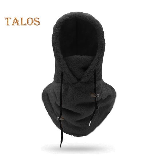 Зимняя велосипедная шапка с защитой для лица, регулируемая завязками, ветрозащитная, толстая плюшевая, полная защита, утеплитель для шеи, головной убор для холодной погоды чёрный