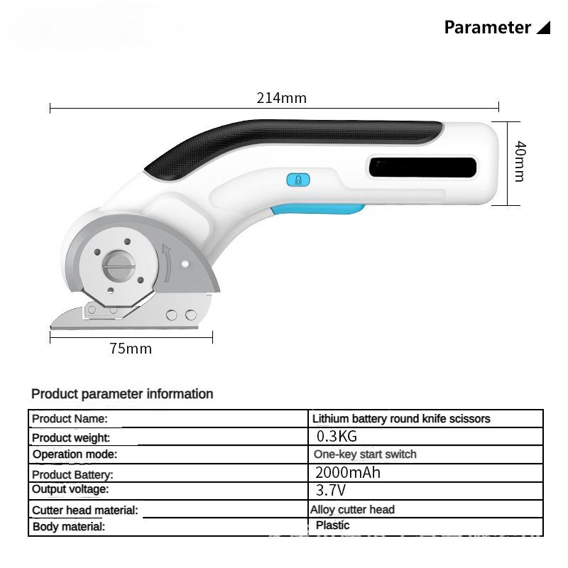 Electric Scissors Portable Tailor Carpet Curtain Cutting Cutter Rechargeable Household, Lithium Battery Round Knife
Electric Scissors Portable Tailor Carpet Curtain Cutting Cutter Rechargeable Household, Lithium Battery Round Knife