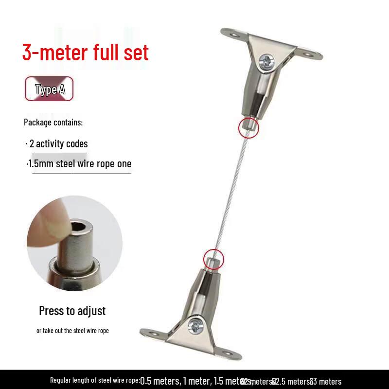 Adjustable Steel Wire Rope Hanger Kit (5-Pack)
Adjustable Steel Wire Rope Hanger Kit (5-Pack)