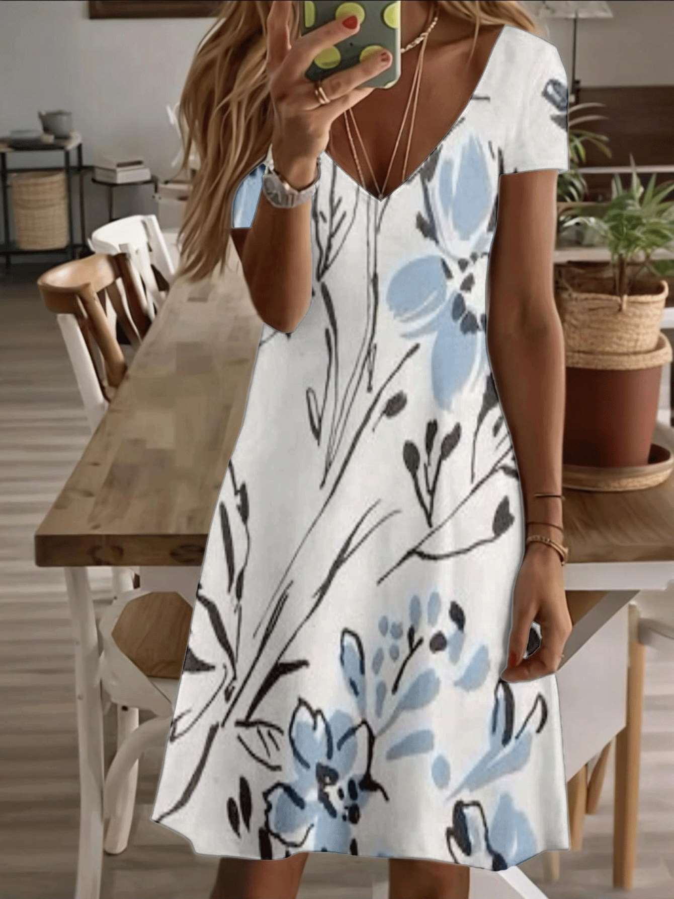 Vneck shortsleeve midi dress blue floral print pattern 3D premium printing durable casual fashion elegant summer outfit breathable soft fabric stylish 5XL дубильная кора
Vneck shortsleeve midi dress blue floral print pattern 3D premium printing durable casual fashion elegant summer outfit breathable soft fabric stylish 5XL дубильная кора