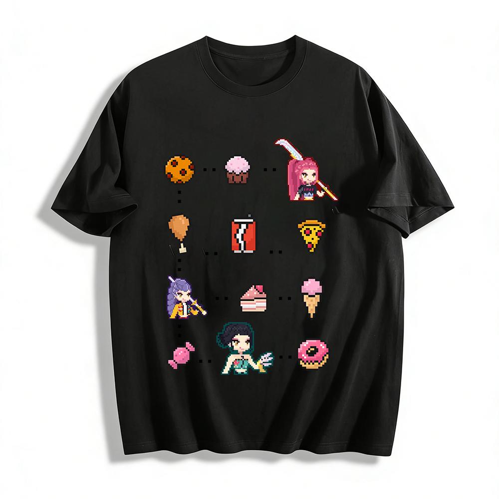 Pixel Art Anime Girl & Food Print Casual T-shirt Trendy Loose Top For Foodie Anime Fans Pure cotton T-shirt XXS
Pixel Art Anime Girl & Food Print Casual T-shirt Trendy Loose Top For Foodie Anime Fans Pure cotton T-shirt XXS