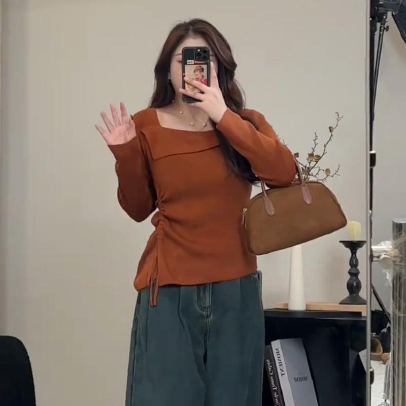 Spring and Autumn Slim German Velvet Long Sleeve T-Shirt Women s Drawstring Design Versatile Bottoming Top M тыква
Spring and Autumn Slim German Velvet Long Sleeve T-Shirt Women s Drawstring Design Versatile Bottoming Top M тыква