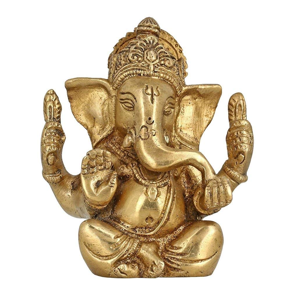 Lord Ganesha Ganpati Religious Statue, Ganesh Ji Idol, Brass, Gold - 4.5 Inch
Lord Ganesha Ganpati Religious Statue, Ganesh Ji Idol, Brass, Gold - 4.5 Inch
