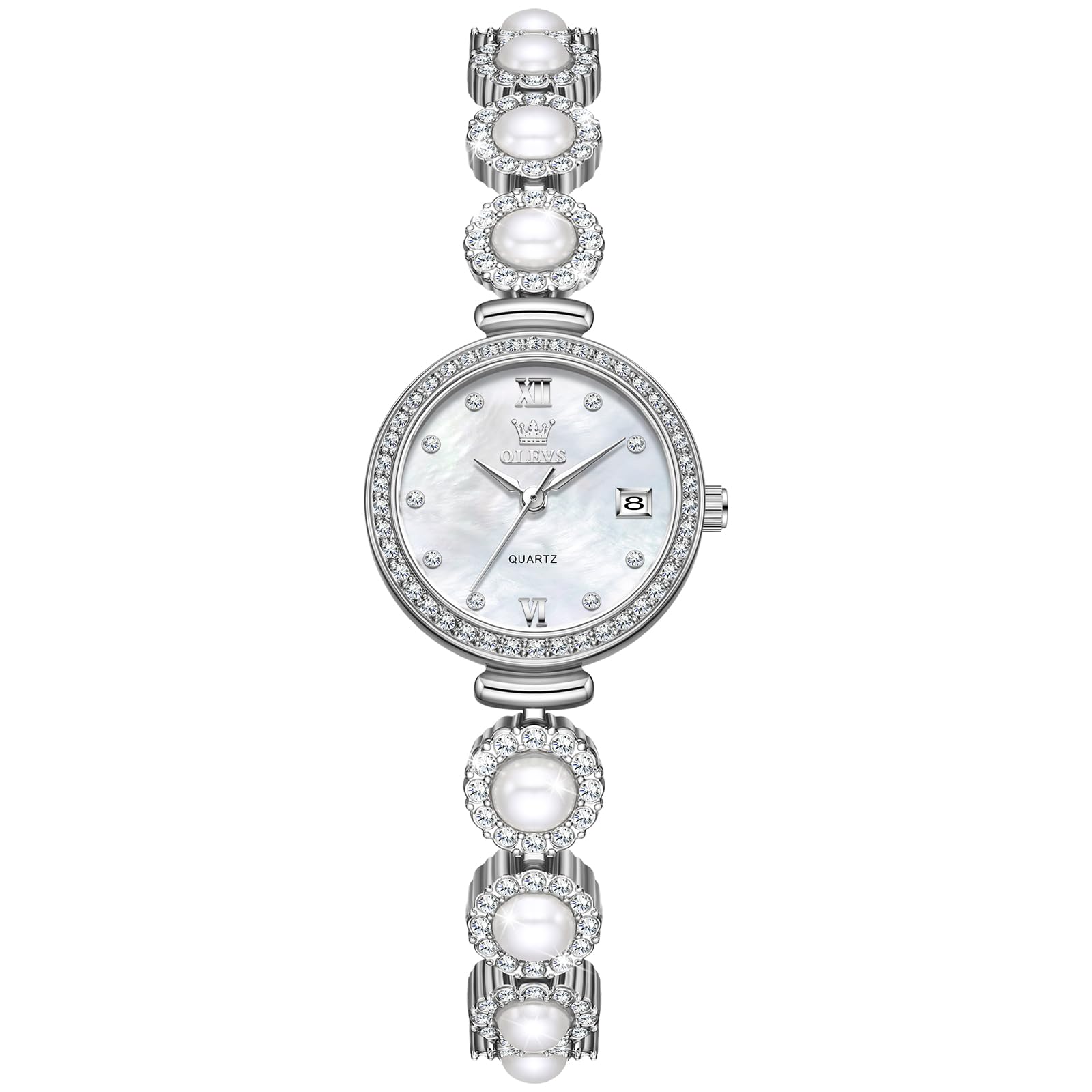 Olevs White Mother-of-Pearl Watch for Women, Small, Waterproof Quartz Movement, Stylish Analog Watch with Silver Stainless Steel Band and Popular
Olevs White Mother-of-Pearl Watch for Women, Small, Waterproof Quartz Movement, Stylish Analog Watch with Silver Stainless Steel Band and Popular