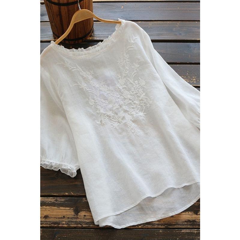 Women s T-shirt Large Size Loose Embroidered Summer Short Sleeve T-Shirts Women Fashion Versatile Breathable Thin Ethnic Style Office Lady Tops New 4XL білий
Women s T-shirt Large Size Loose Embroidered Summer Short Sleeve T-Shirts Women Fashion Versatile Breathable Thin Ethnic Style Office Lady Tops New 4XL білий